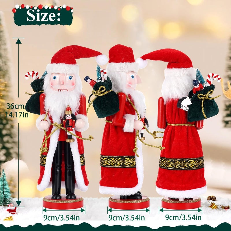 BXO Store Christmas Decorations Nutcracker Ornament,36CM Wooden Xmas Traditional Nutcracker,Festive Collectible Nutcracker Figures Party Tabletop Thanksgiving Decor(with Mini Nutcracker) - Image 2